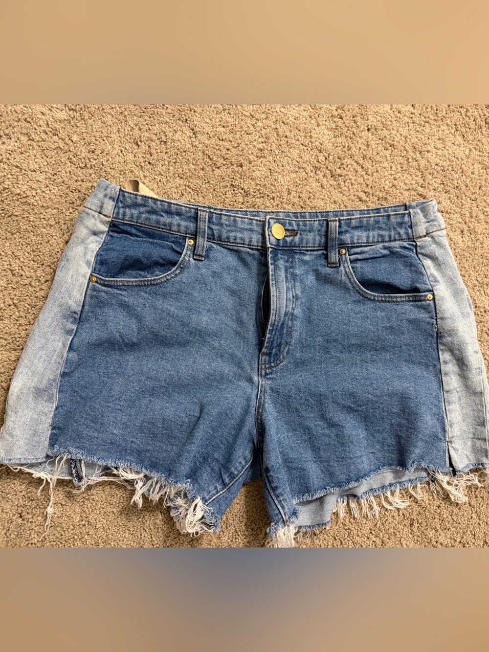 Kut from the Kloth Two-Tone Blue Cutoff Denim Shorts